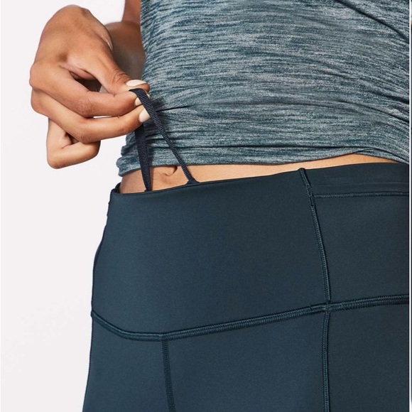 Lululemon Fast & Free Crop Leggings Tights Nulux Noctural Teal Sz. 6 - Picture 6 of 11